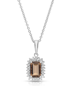 Bijuterii, Colier aur 18 kt cu diamante si cuart fumuriu P24604SMQ-W, bb-shop.ro