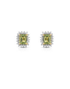 Cercei aur 18 kt stud cu diamante si peridot E24504PER-Y, 001, bb-shop.ro