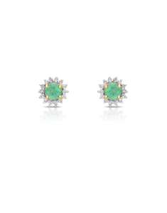 Cercei Cercei aur 18 kt stud cu diamante si smaralde E24505E-Y, 001, bb-shop.ro