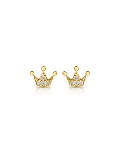 Cercei Cercei aur 14 kt stud coroana si cubic zirconia ALP396Y, 001, bb-shop.ro