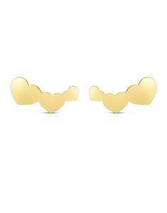 Bijuterii aur 14 kt, Cercei aur 14 kt stud cu inimi FR110-OR2-Y, bb-shop.ro