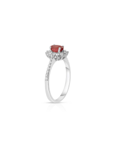 Inel aur 18 kt pave floare cu diamante si rubin RG102035-01-118-RU-W, 001, bb-shop.ro