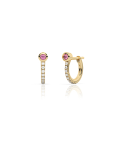 Cercei aur 14 kt rotunzi cu diamante si safire roz HL00106EP0012-PSA-Y, 02, bb-shop.ro