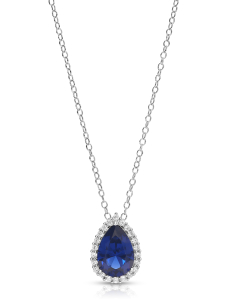 Bijuterii argint, Colier argint 925 lacrima si cubic zirconia albastru R3AM5NGKY500LAFEA, bb-shop.ro