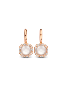 Cercei Tirisi Jewelry Milano aur 18 kt rotunzi cu diamante si cuart alb TE9217WQ-P, 002, bb-shop.ro