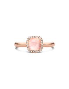 Inel Tirisi Jewelry Milano aur 18 kt cu diamante si cuart roz TR9624PQ-P, 001, bb-shop.ro