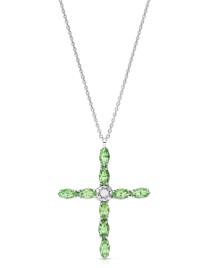 Colier argint 925 cruce si cristale verzi