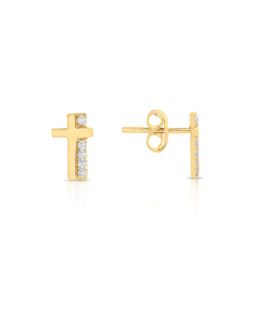 Cercei aur, Cercei aur 14 kt stud cruce si cubic zirconia MLI00400Y-35, bb-shop.ro