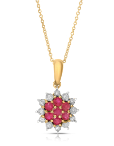 Colier aur 18 kt floare cu diamante si rubine P24685R-Y, 001, bb-shop.ro