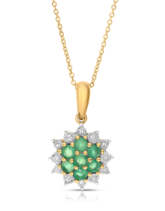 Colier aur 18 kt floare cu diamante si smaralde P24685E-Y, 001, bb-shop.ro