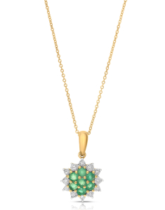 Colier aur 18 kt floare cu diamante si smaralde P24685E-Y, 02, bb-shop.ro