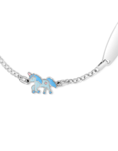 Bratara Maribelle argint cu unicorn bleu si placuta GD038-BR-RH-BL, 001, bb-shop.ro