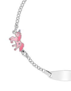 Bratara Maribelle argint cu unicorn roz si placuta GD032-BR-RH-P, 002, bb-shop.ro