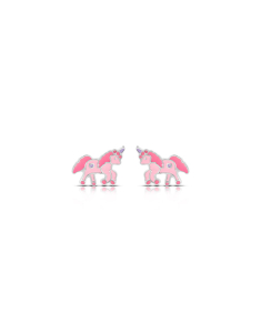 Cercei Maribelle argint stud cu unicorn roz GD032-OR-RH-P, 001, bb-shop.ro
