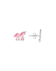Cercei Maribelle argint stud cu unicorn roz GD032-OR-RH-P, 02, bb-shop.ro