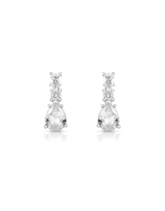 Bijuterii lungi argint, Cercei argint 925 stud lung si cubic zirconia BB39OR-RH-W, bb-shop.ro
