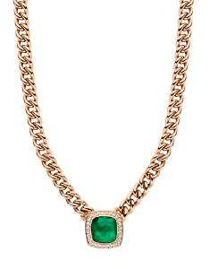 Colier Tirisi Jewelry Milano Tre aur 18 kt cu diamante si smarald TN2155-1EM-P, 02, bb-shop.ro