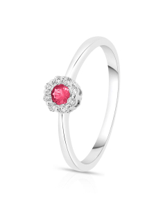 Inel Giorgio Visconti aur 18 kt floare cu diamante si rubin ABX15041R-0.06CT, 02, bb-shop.ro