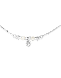 Bratara de picior argint 925 frunze si perle PSAK0089-RH-W, 001, bb-shop.ro