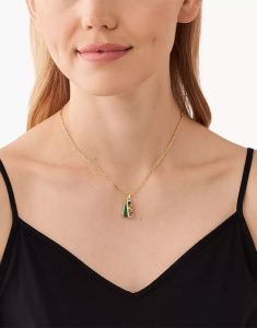 Bijuterii alama, Colier Michael Kors Premium paperclip cu malachit si cubic zirconia MKJ8274MC710, bb-shop.ro