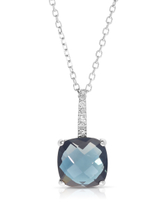 Colier Zoccai Dama aur 18 kt cu diamante si topaz london blue ZZCO1061BBTLDI, 001, bb-shop.ro