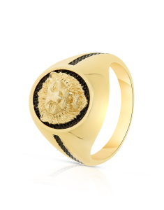 Inel Inel aur 14 kt cap de leu si onix AR507182-YB, 02, bb-shop.ro