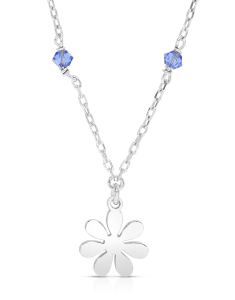 Colier argint 925 floare si cristale bleu 32743AG-RH-SLT.SC, 001, bb-shop.ro