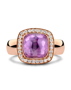 Inel Tirisi Jewelry Milano aur 18 kt cu diamante si ametist TR9697SAM-P, 001, bb-shop.ro