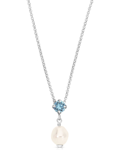 Colier argint 925 cu perla si cristal bleu 32780AG-RH-A, 02, bb-shop.ro