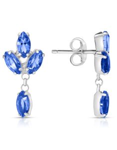 Cercei argint 925 stud lung si cristale albastre 32477AG-RH-S, 02, bb-shop.ro