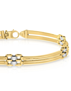 Bijuterii barbatesti aur, Bratara aur 14 kt link bicolora AU141-YW, bb-shop.ro