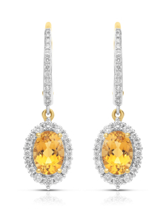 Bijuterii, Cercei Vida aur 18 kt lungi cu diamante si citrin 60809W3-CT8YP, bb-shop.ro