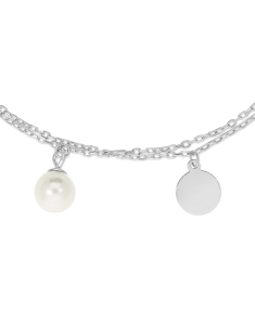 Bratara argint 925 dublu lant cu perla si banut PSB1122-RH-W, 001, bb-shop.ro