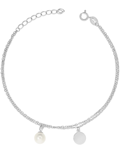 Bratara argint 925 dublu lant cu perla si banut PSB1122-RH-W, 02, bb-shop.ro