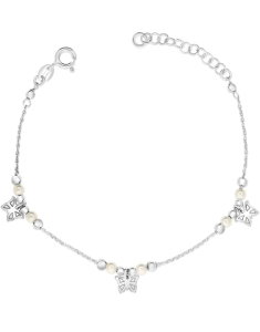 Bratari dama argint, Bratara argint 925 cu fluturi si perle PSAK0094-RH-W, bb-shop.ro