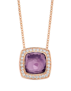 Colier Tirisi Jewelry Milano aur 18 kt cu diamante si ametist TP9186AMH-P, 002, bb-shop.ro