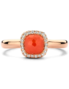 Inel Tirisi Jewelry Milano aur 18 kt cu diamante si coral TR9624CO-P, 001, bb-shop.ro