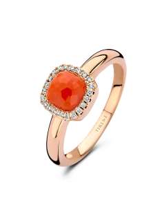 Inel Tirisi Jewelry Milano aur 18 kt cu diamante si coral TR9624CO-P, 02, bb-shop.ro