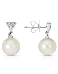 Bijuterii lungi VIDA, Cercei Vida aur 18 kt stud lung cu perla de cultura si diamante DI46393W-WP8WP, bb-shop.ro