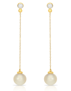Cercei lungi dama, Cercei Vida aur 18 kt stud lung cu perle de cultura si diamante DI46820E-WP8YP, bb-shop.ro