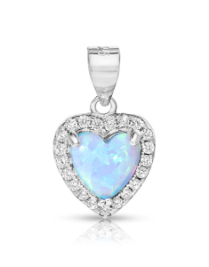 Pandantiv argint 925 inima cu opal si cubic zirconia