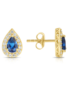 Bijuterii, Cercei aur 14 kt stud si cubic zirconia albastru TS006Y-SA-C, bb-shop.ro