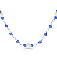 Colier argint 925 cu perle si cristale albastre BB235148-RH-WBL, 001, bb-shop.ro
