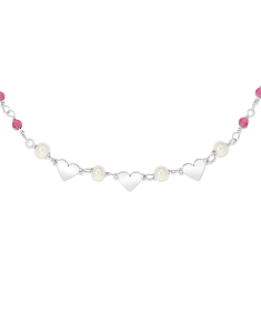 Bratara argint 925 inimi cu perle si cristale roz BB235118-RH-WF, 001, bb-shop.ro