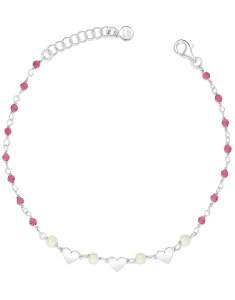 Bratara argint 925 inimi cu perle si cristale roz BB235118-RH-WF, 02, bb-shop.ro