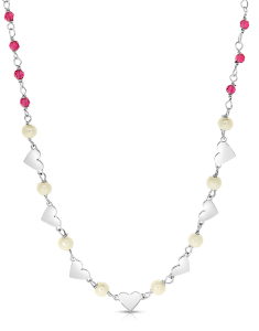 Colier argint 925 inimi cu perle si cristale roz BB235150-RH-WF, 02, bb-shop.ro