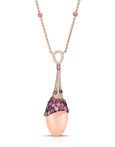 Colier Tirisi Jewelry Doha aur 18 kt cu diamante safire roz si cuart TP9148PQ-P, 001, bb-shop.ro