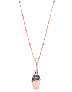 Colier Tirisi Jewelry Doha aur 18 kt cu diamante safire roz si cuart TP9148PQ-P, 02, bb-shop.ro