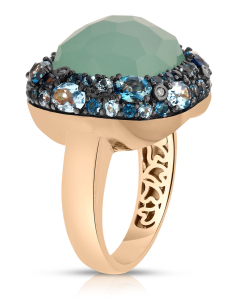 Inel Tirisi Jewelry Doha aur 18 kt cu diamante topaze si aquamarin TR9795AQBT-P, 001, bb-shop.ro