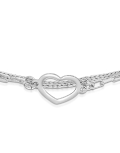 Bijuterii, Bratara argint 925 mesh cu paperclip si inima R0261A-BR5-RH, bb-shop.ro